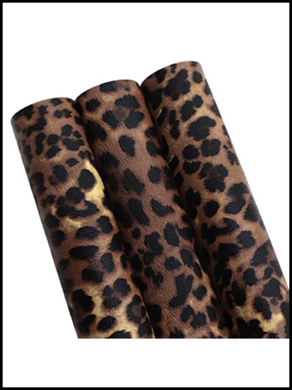 Faux Leather Fabric Sheets 3pc Leopard Pattern DIY Craft